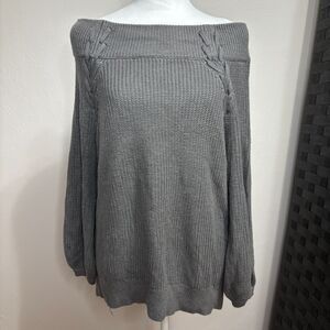 Soho NY & Co Jeans Tunic Sweater Women's M Gray Off The Shoulder Y2K Casual Chic